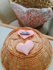 Pembe Kalp Az Saçlı Bebek Tokası
