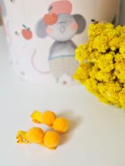 Minimal 4cm Sarı Ponpon Klips Çift