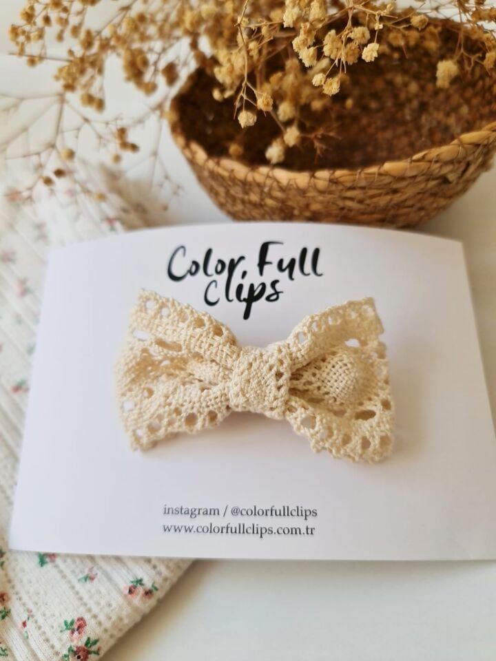 Pamuk Dantel Fiyonklu Klips Toka Adet