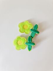Nakısli Cicek Yesil Klips Toka Cift