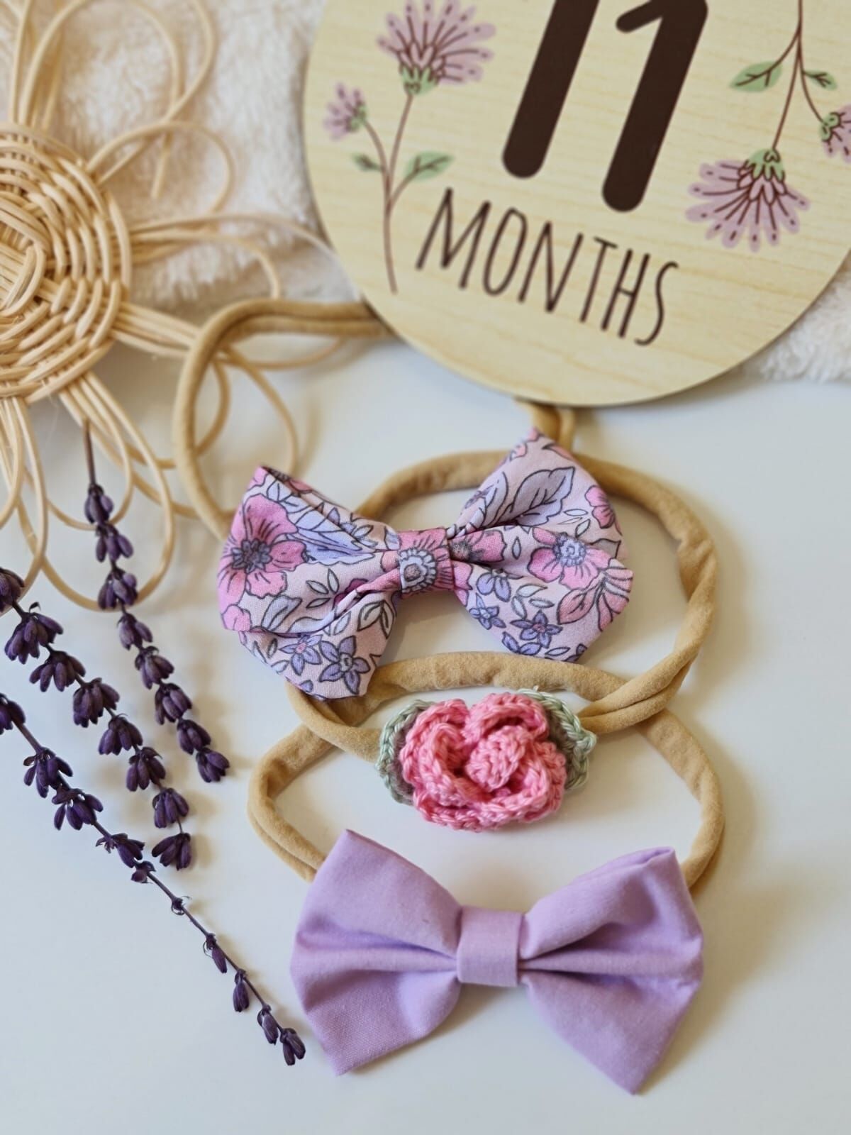Lila Çiçek Desenli Bandana Set