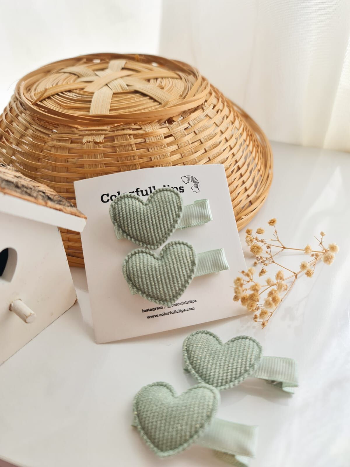 Mint Yeşili Kalp Klips Toka Cift