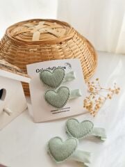 Mint Yeşili Kalp Klips Toka Cift
