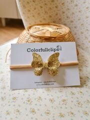 Gold Glitter Kelebek Bandana