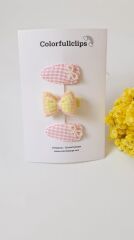 Sari Puf Fiyonk Klips -citcit toka set