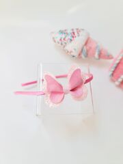 Glitter Kelebek Pembe Tac