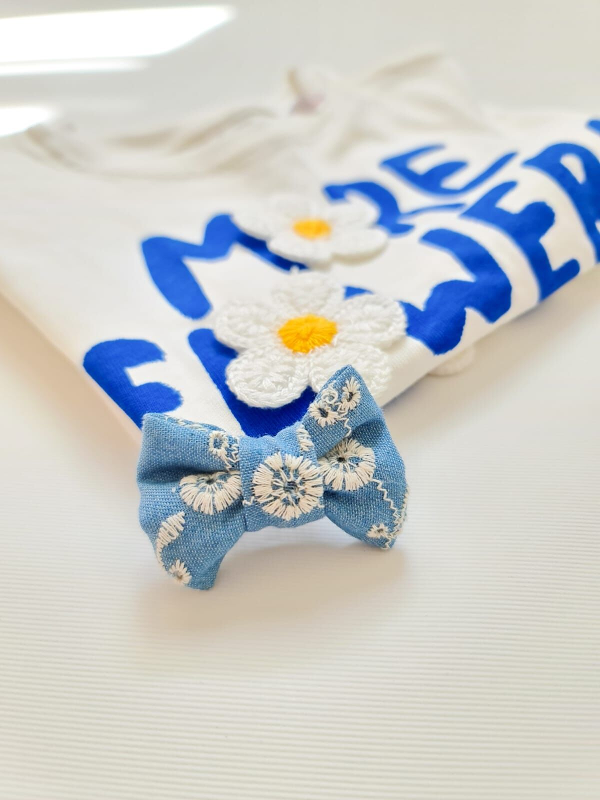Denim Fisto Fiyonk Az Saçlı Bebek Tokası