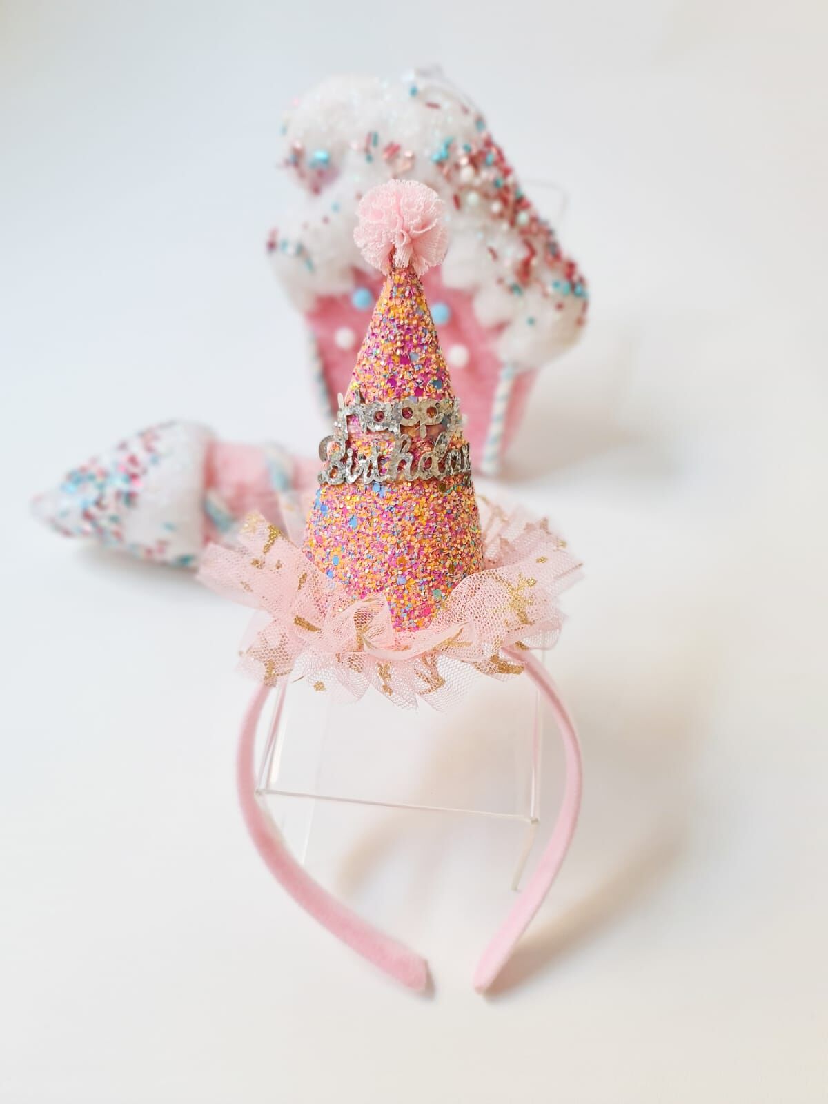 Happy Birthday Yazılı Glitter Sapka Tac Pembe