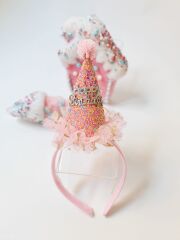 Happy Birthday Yazılı Glitter Sapka Tac Pembe