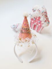 Happy Birthday Yazılı Glitter Sapka Tac Beyaz
