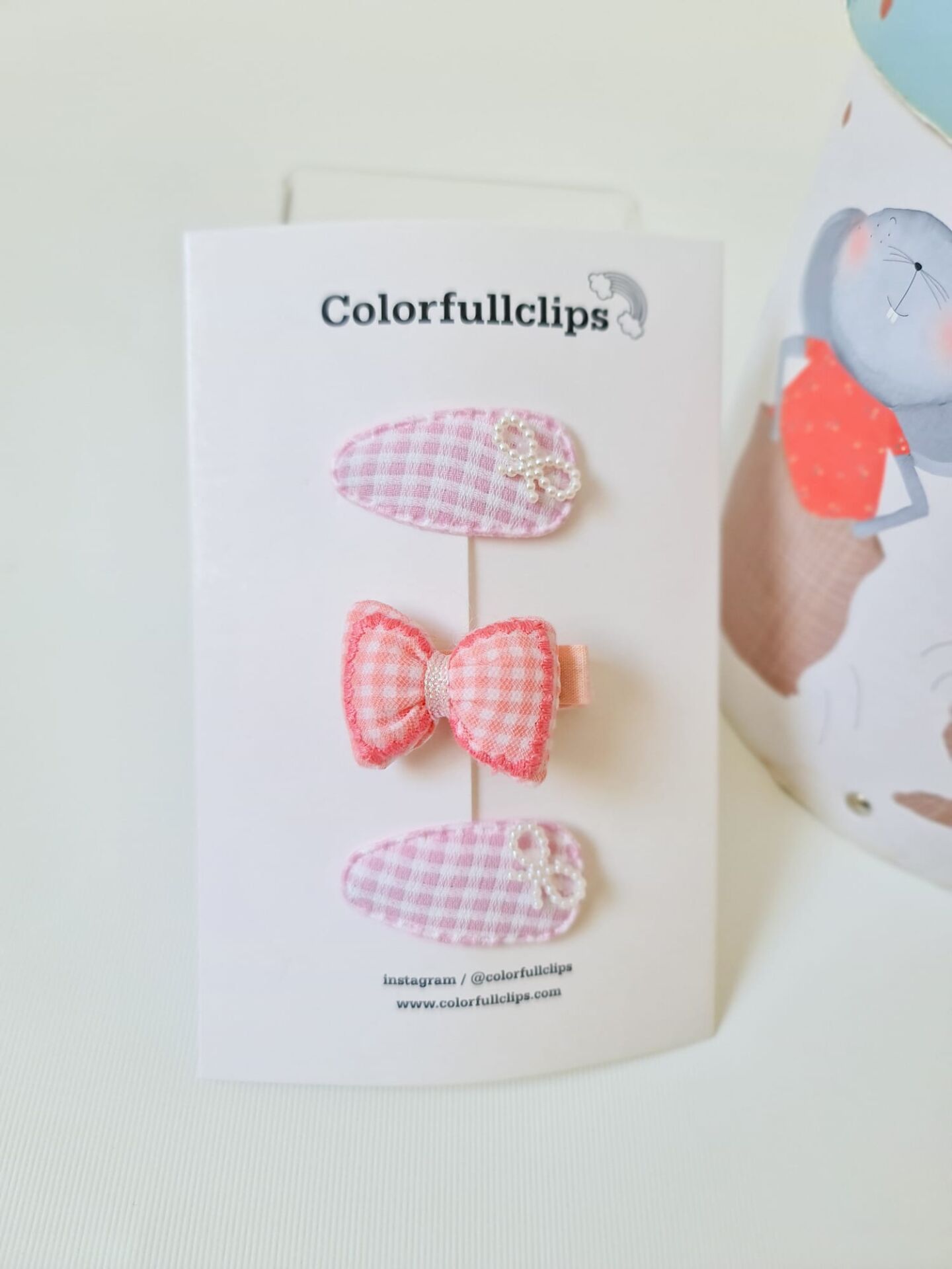 Pembe Puf Fiyonk Klips -Çıtçıt Toka Set