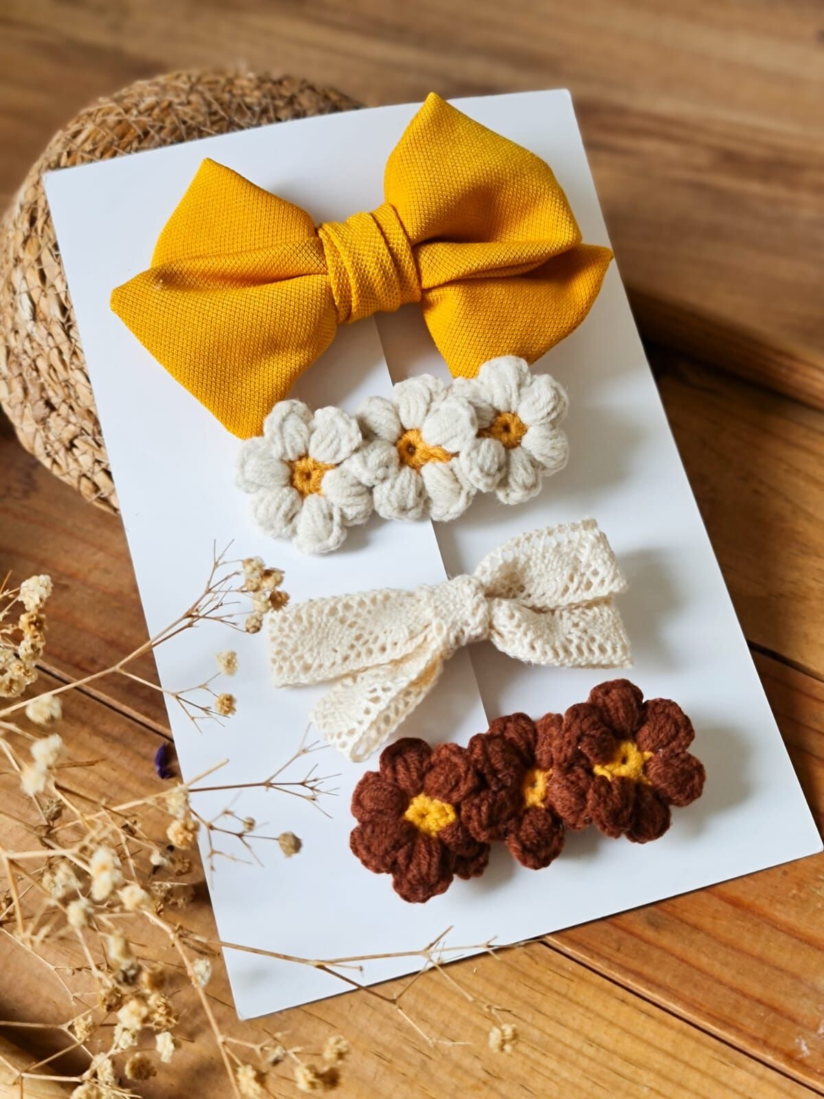 El Örgüsü Papatya Klips Set