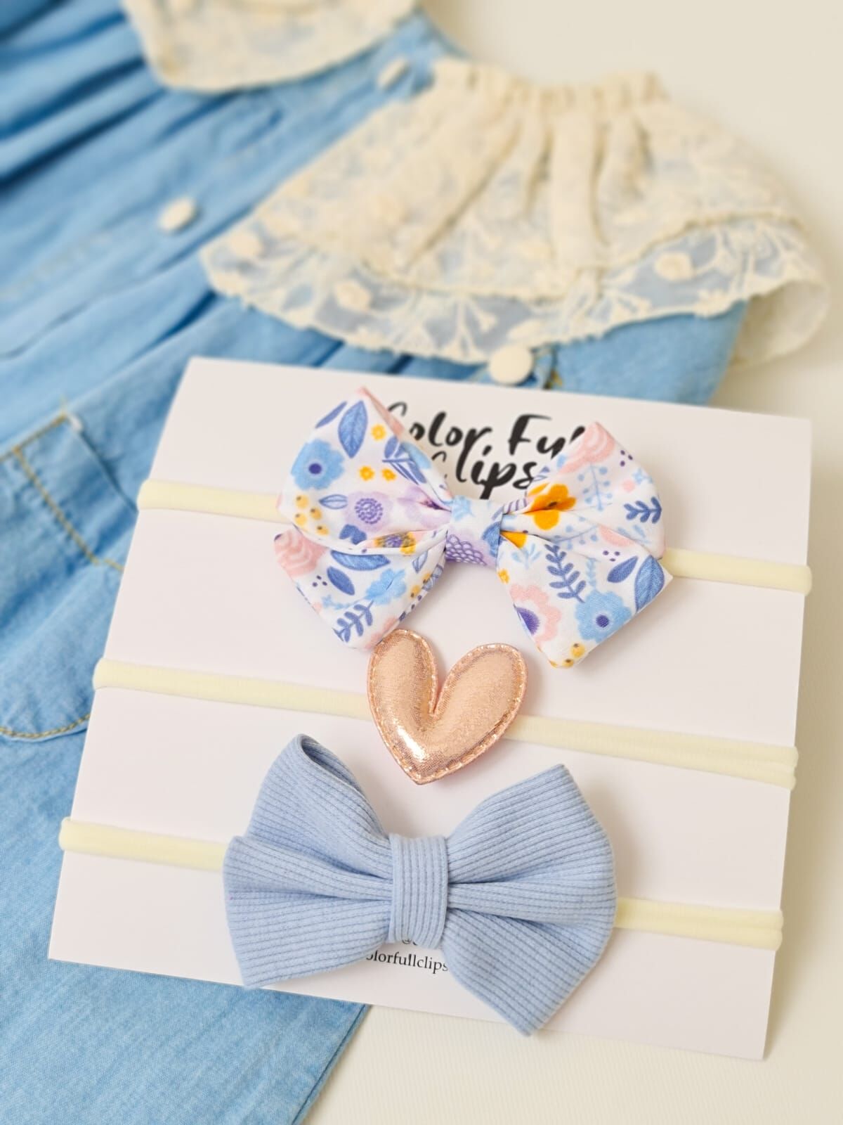 Floral Fiyonk Bant Set