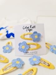 Denim Flower Çıtçıt Toka Çift