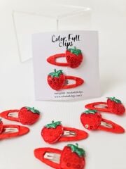 Red Çilek Minimal 3.5 cm Çıtçıt Toka Çift