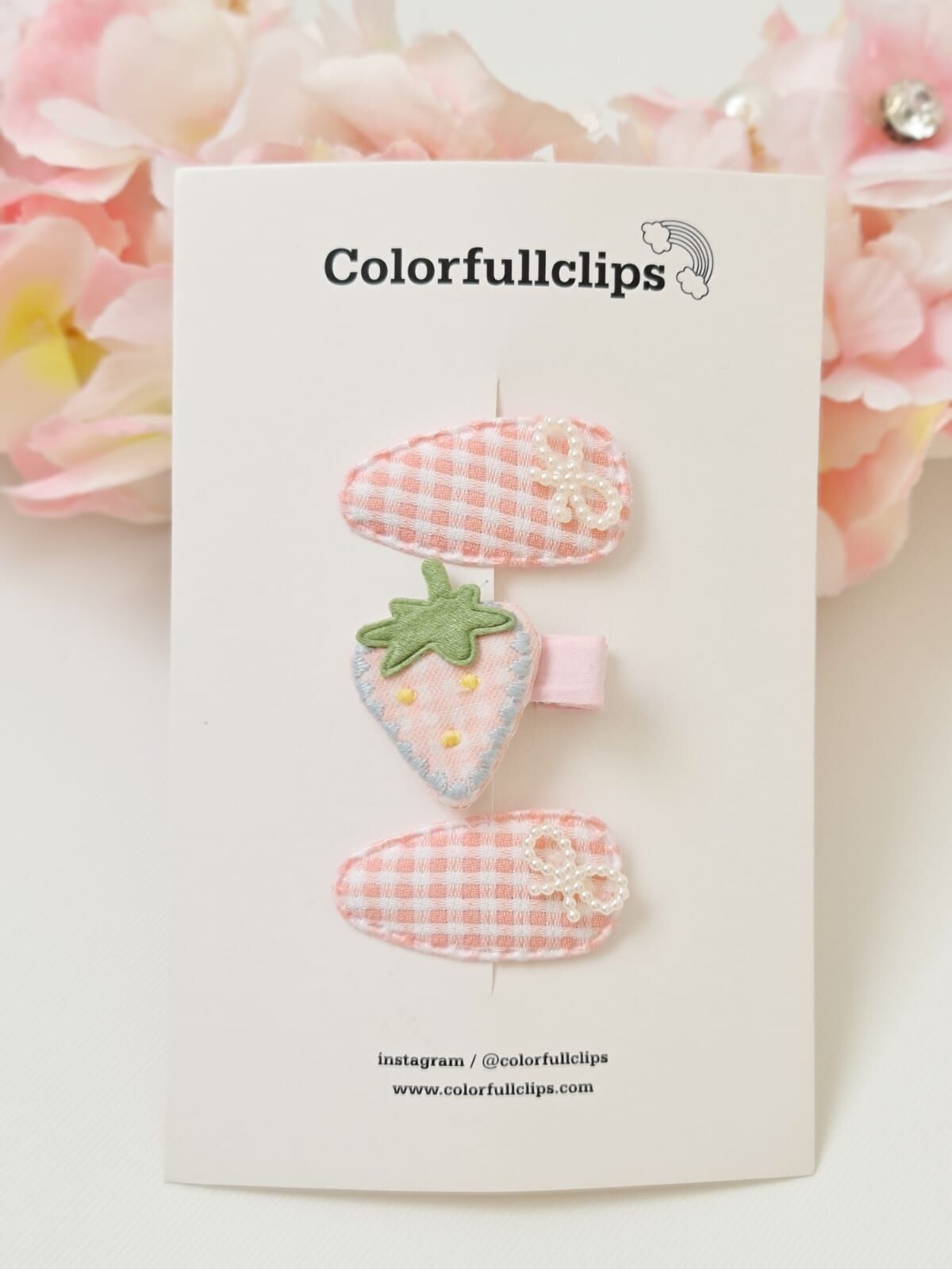 Pembe Çilek Çıtçıt Toka Set