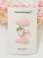 Pembe Çilek Çıtçıt Toka Set