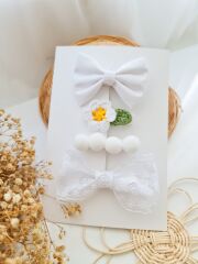 Beyaz Fiyonk Klips Set