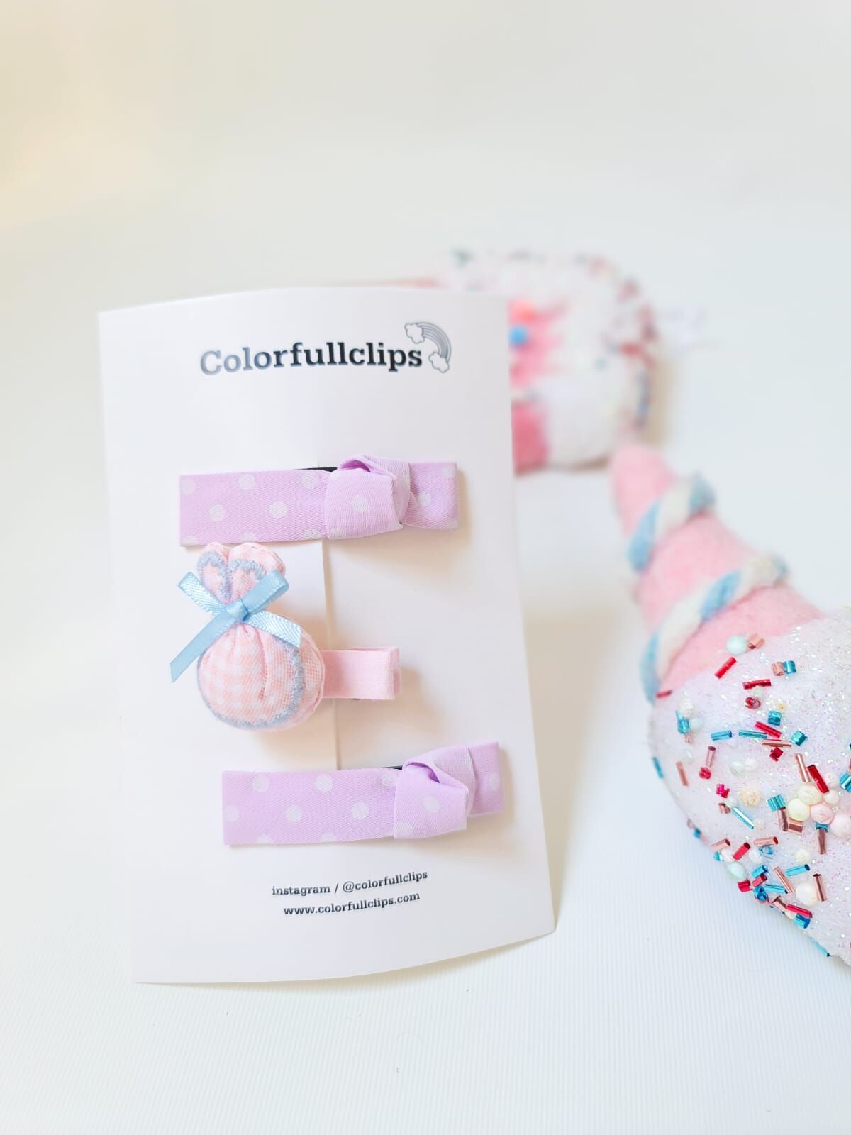 Pembe Tavşan Klips Lila Puantiye Çıtçıt Toka Set