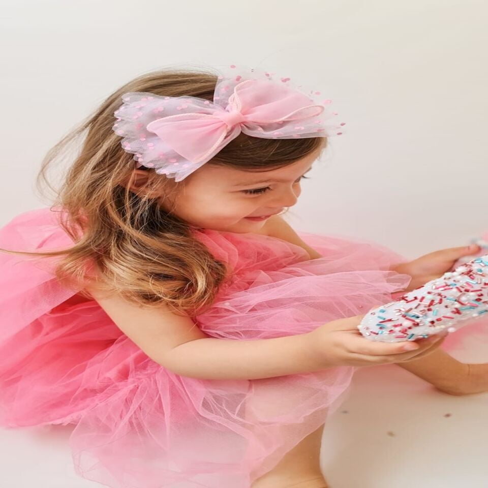 Puantiye Tullu kiz cocuk tac Pembe