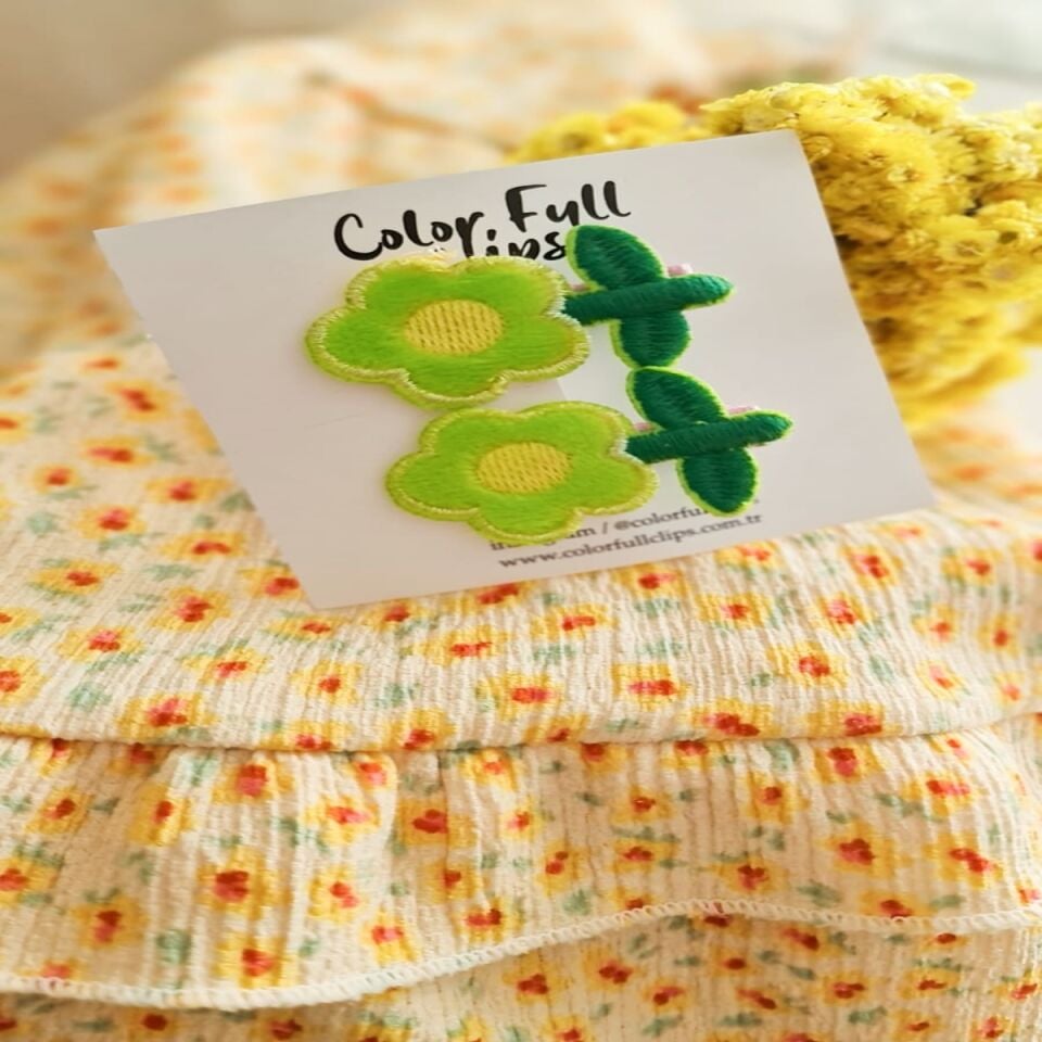 Ciftli Papatya Nakisli Klipsli Toka – Kiz Bebek ve Cocuk İcin