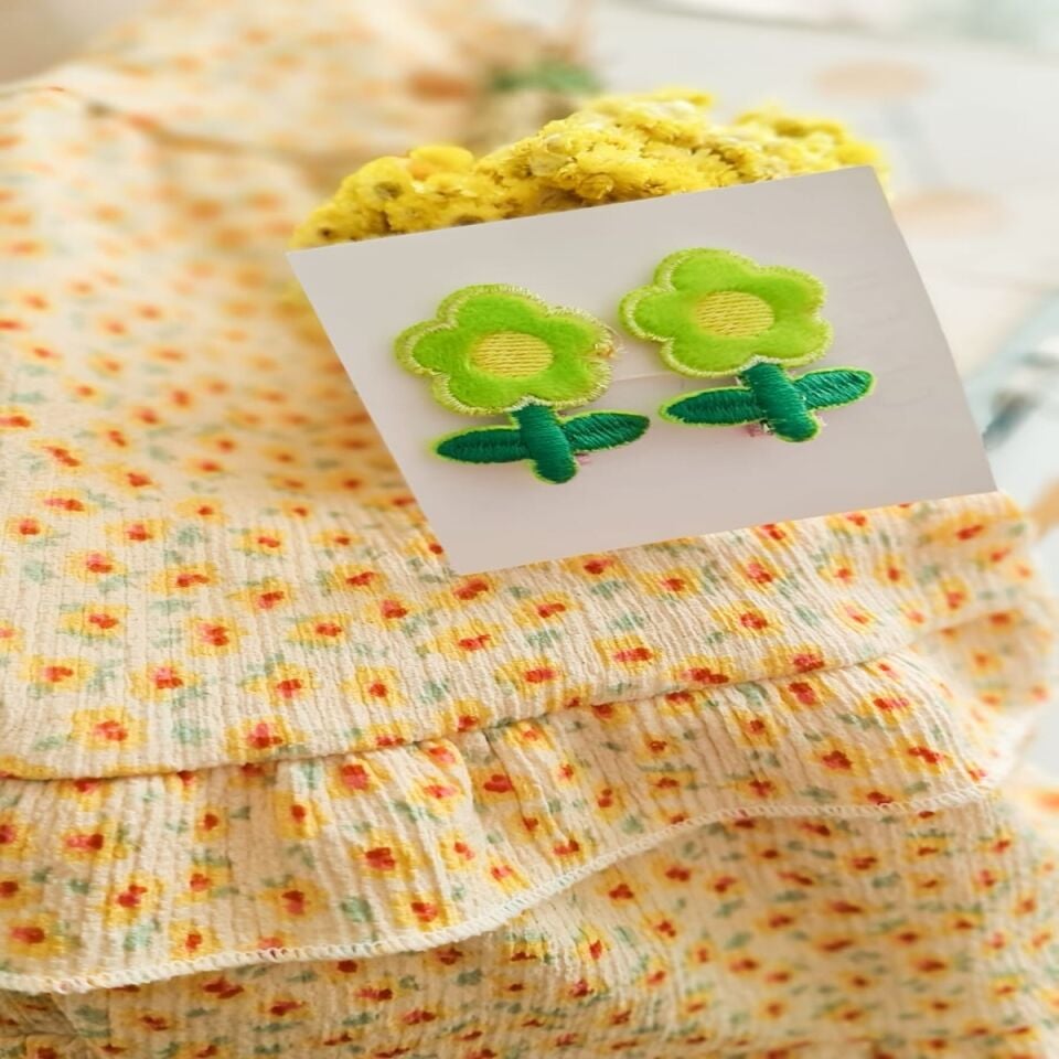 Ciftli Papatya Nakisli Klipsli Toka – Kiz Bebek ve Cocuk İcin