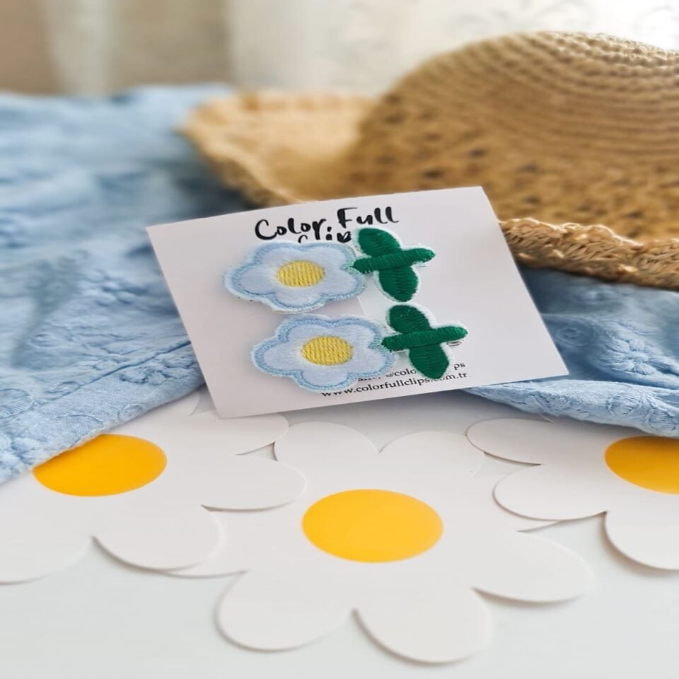 Ciftli Papatya Nakisli Klipsli Toka – Kiz Bebek ve Cocuk icin