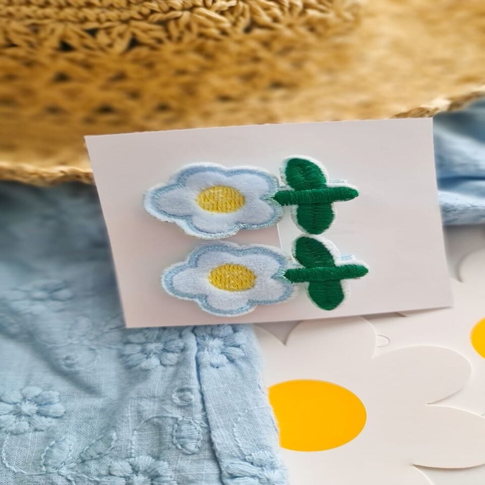 Ciftli Papatya Nakisli Klipsli Toka – Kiz Bebek ve Cocuk icin