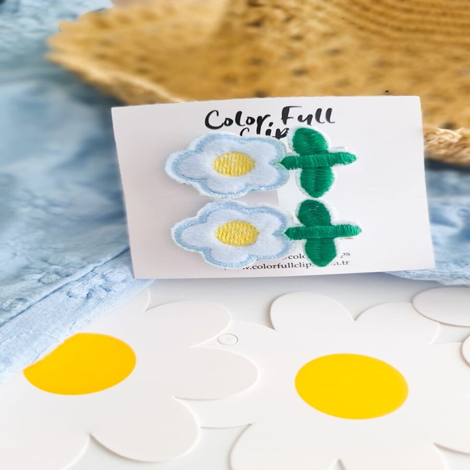 Ciftli Papatya Nakisli Klipsli Toka – Kiz Bebek ve Cocuk icin