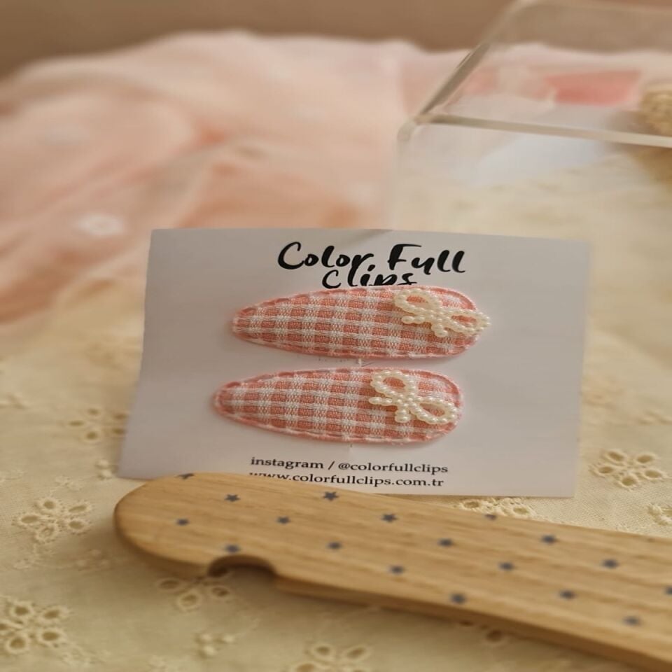 Pötikare Pembe Fiyonklu Çıtçıt Toka Çift