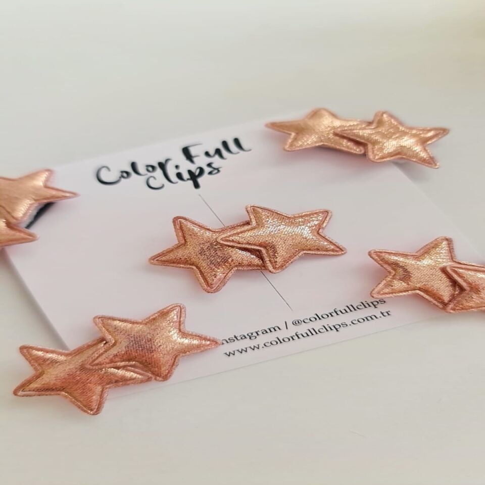Az Saçlı Bebek Tokası Metalik Pembe Yıldız Adet