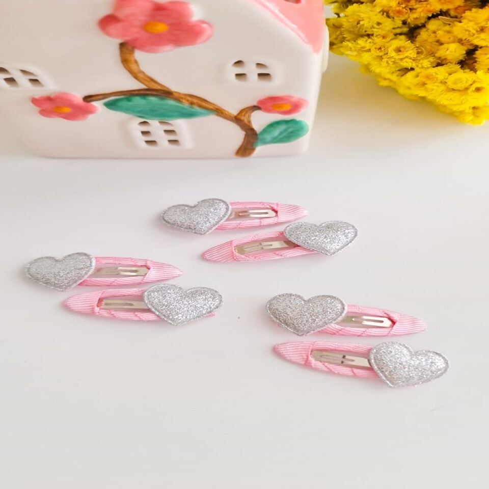 Mini 3.5 cm Citcit Gümüş Kalp Toka