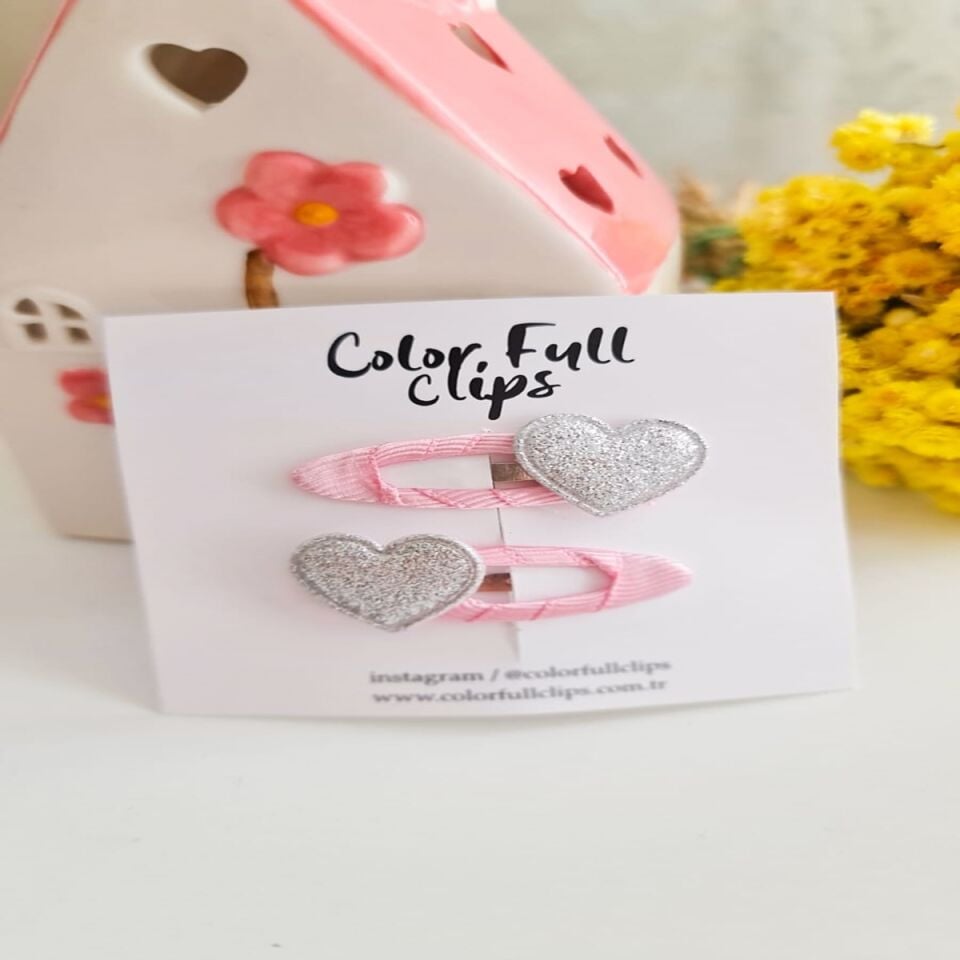 Mini 3.5 cm Citcit Gümüş Kalp Toka