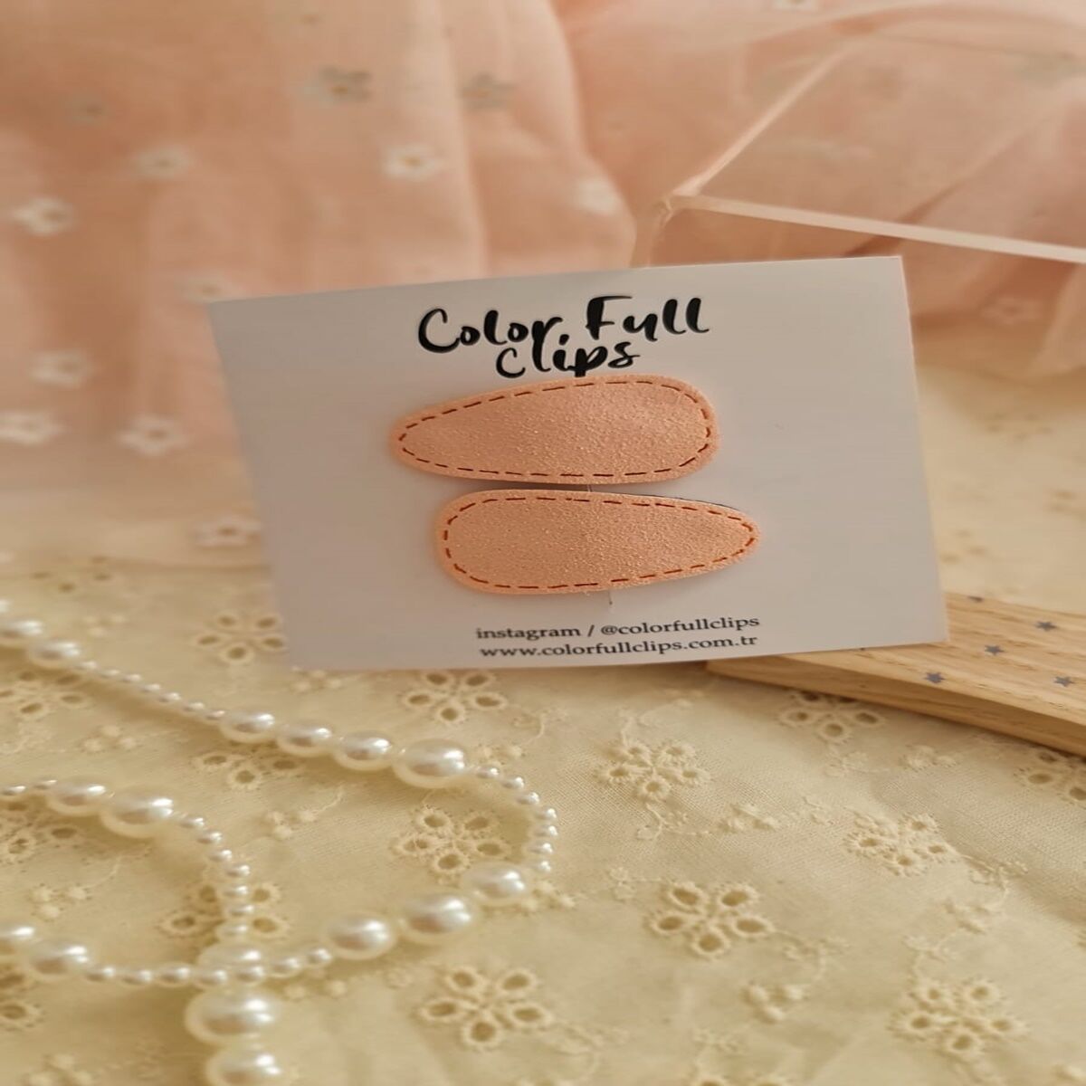 Mini Deri Çıtçıt Toka 3.5 cm Somon Çift