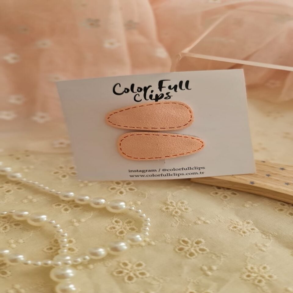 Mini Deri Çıtçıt Toka 3.5 cm Somon Çift