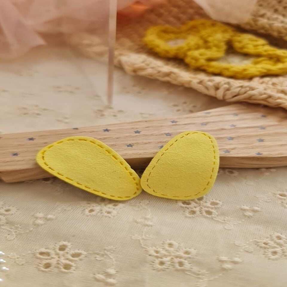 Mini Deri Çıtçıt Toka 3.5 cm Sarı Çift
