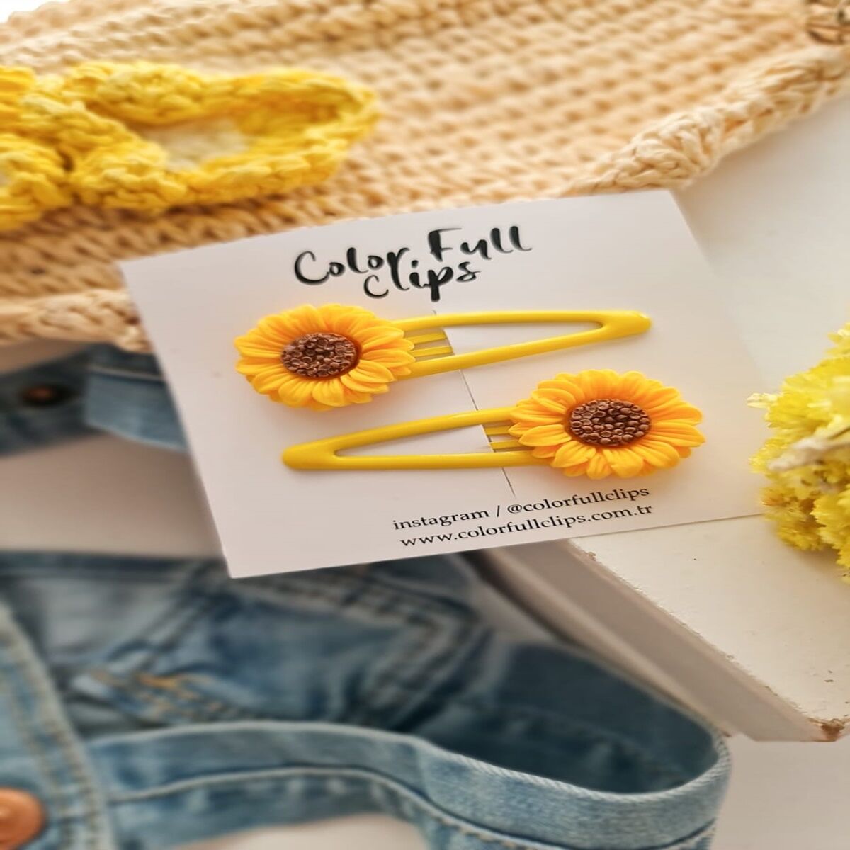 Ayçiçeği Çıtçıt Toka Çift