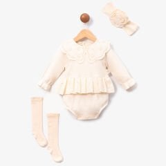 Krem Corapli Romper Bandana Set